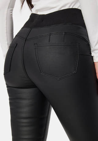 High Waist Push-Up Coated Treggings