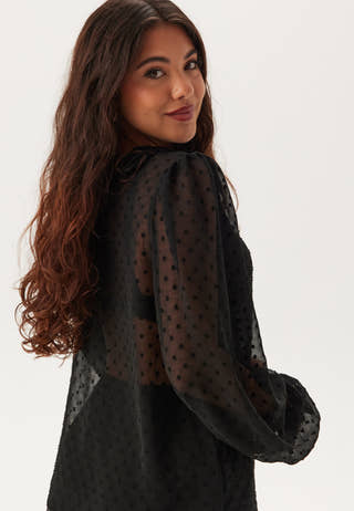 High Neck Dobby Blouse