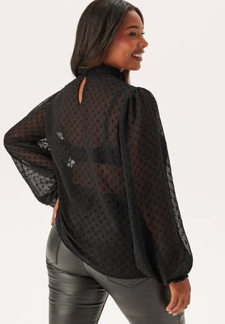High Neck Dobby Blouse