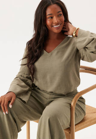 Linen Wide Sleeve Blouse