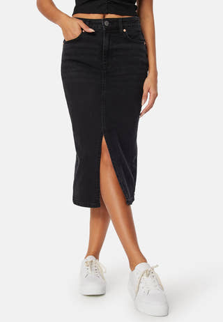 Denim Midi Slit Skirt