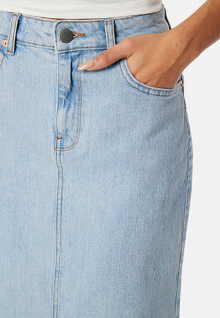 Denim Midi Slit Skirt
