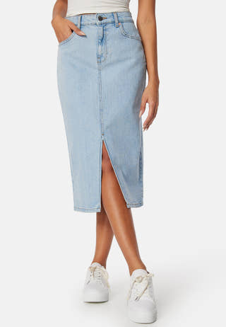Denim Midi Slit Skirt