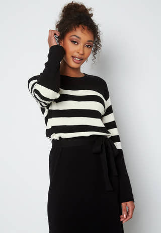 Striped O-neck  Knitted Dress