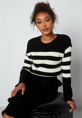 Striped O-neck  Knitted Dress