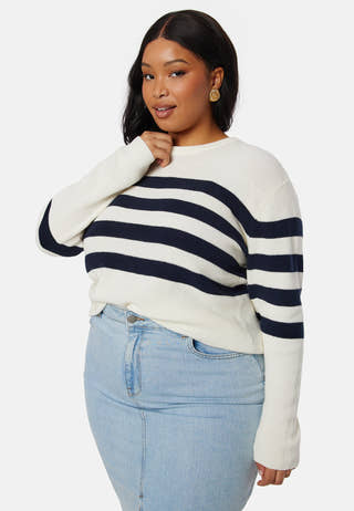 Striped O-neck  Knitted Sweater