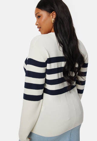 Striped O-neck  Knitted Sweater