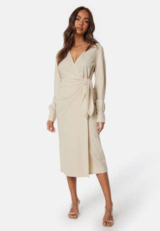 Soft Wrap Midi Shirt Dress