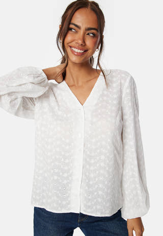Broderie Anglaise V-Neck Blouse