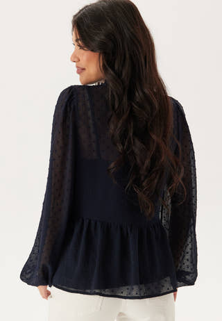 Peplum Dobby Dot Blouse