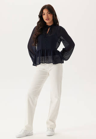 Peplum Dobby Dot Blouse