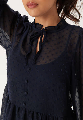 Peplum Dobby Dot Blouse