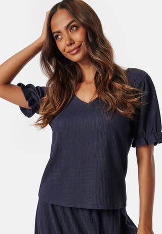 Puff Sleeve V-neck Top