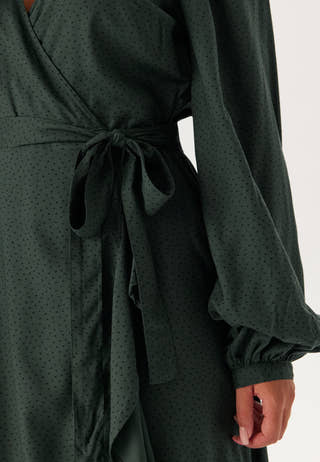 Puff Sleeve Viscose Wrap Dress
