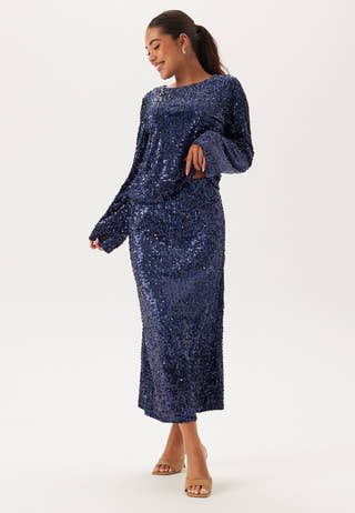 Sequin A-line Midi Skirt
