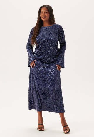 Sequin A-line Midi Skirt