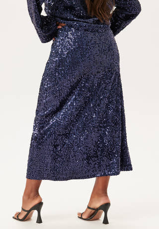 Sequin A-line Midi Skirt