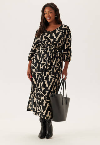 Structured Puff Sleeve Midi Dress