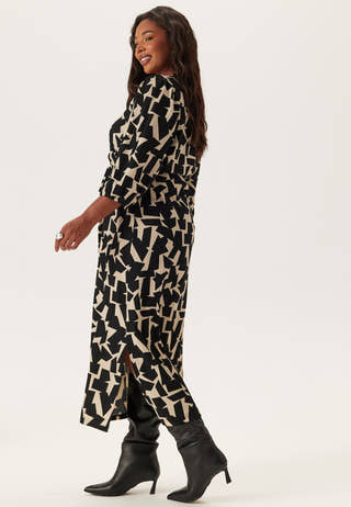 Structured Puff Sleeve Midi Dress