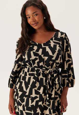 Structured Puff Sleeve Midi Dress