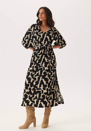 Structured Puff Sleeve Midi Dress
