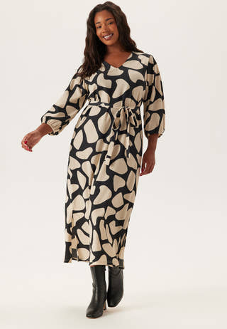 Structured Puff Sleeve Midi Dress