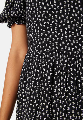 Puff Sleeve Viscose Midi Dress