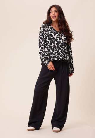 V-neck Peplum Viscose Blouse