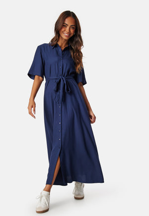 Viscose Belted Shirt Dress