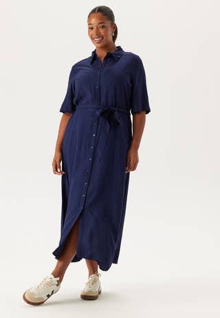 Viscose Belted Shirt Dress