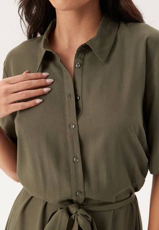 Viscose Belted Shirt Dress