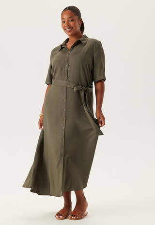 Viscose Belted Shirt Dress