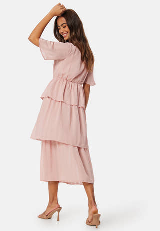 Butterfly Sleeve Flounce Dress