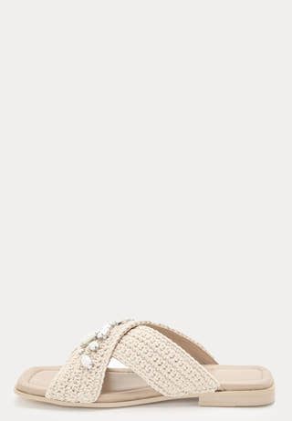 Slipper Woven Crossed Stones