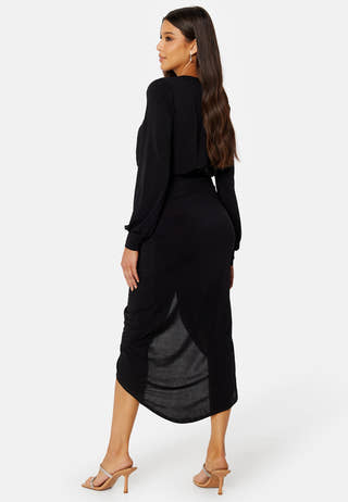 Balloon Sleeve Rouch Dress