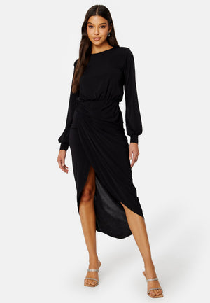 Balloon Sleeve Rouch Dress