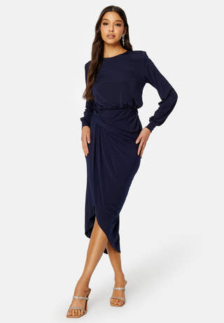 Balloon Sleeve Rouch Dress