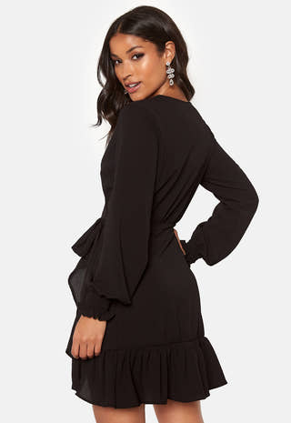 Frilly Wrap Mini Dress