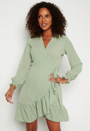 Frilly Wrap Mini Dress