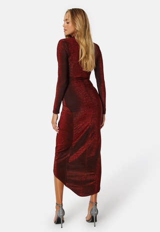 Glitter Long Sleeve Rouch Dress