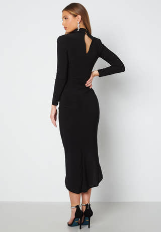 High Neck Rouch Maxi Dress