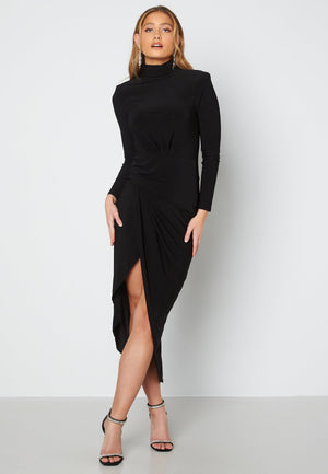 High Neck Rouch Maxi Dress