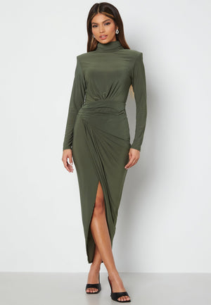 High Neck Rouch Maxi Dress