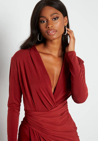 Long Sleeve Rouch Dress