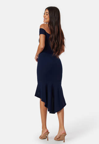 Off Shoulder Frill High Low Dress