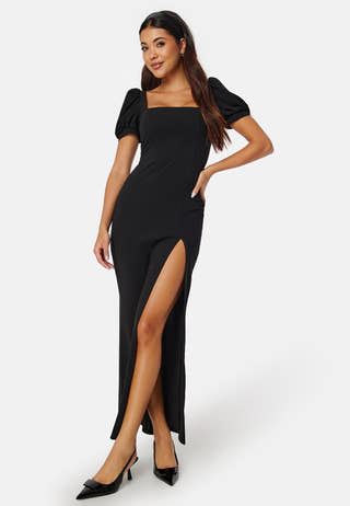 Puff Sleeve Maxi Dress With Split