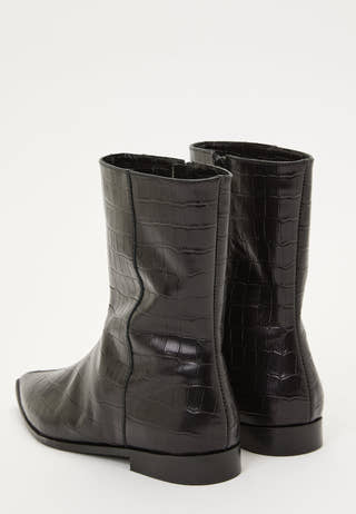 Croco Leather Ankle Boot