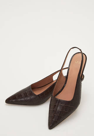 Croco Leather Slingback