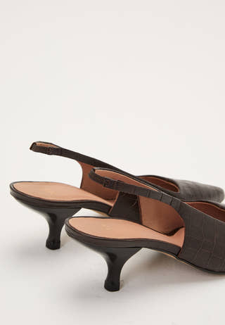 Croco Leather Slingback