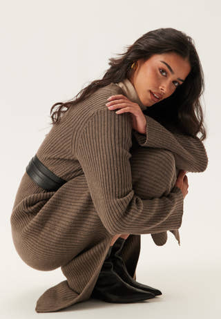 Objelva L/S RE V-NECK KNIT DRESS